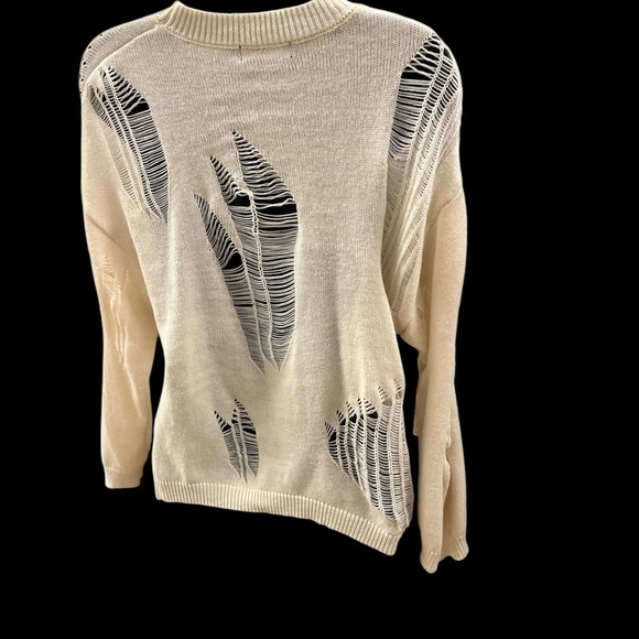 Cream Distressed Sweater - Picture 2 of 3